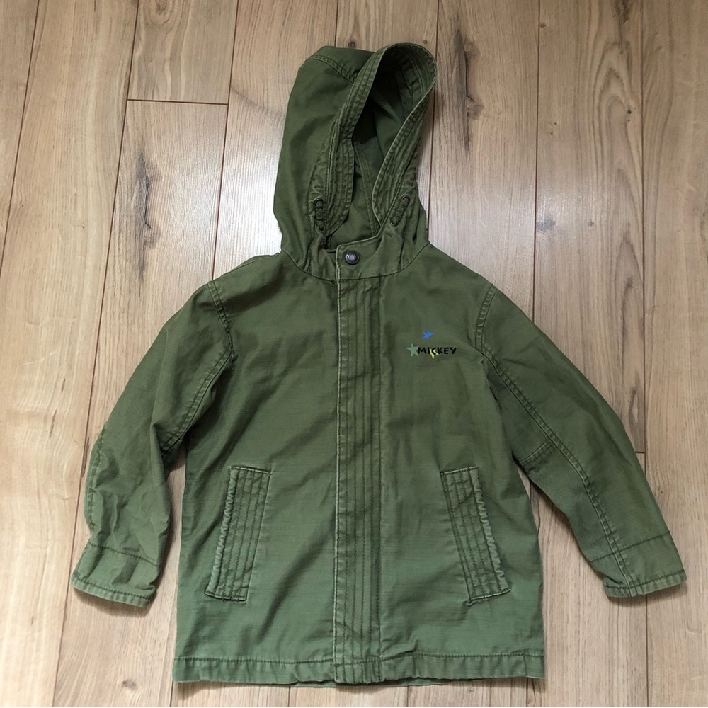 Boys (Toddler) Zara Baby Disney Baby Mickey cotton Green hooded jacket size 3-4